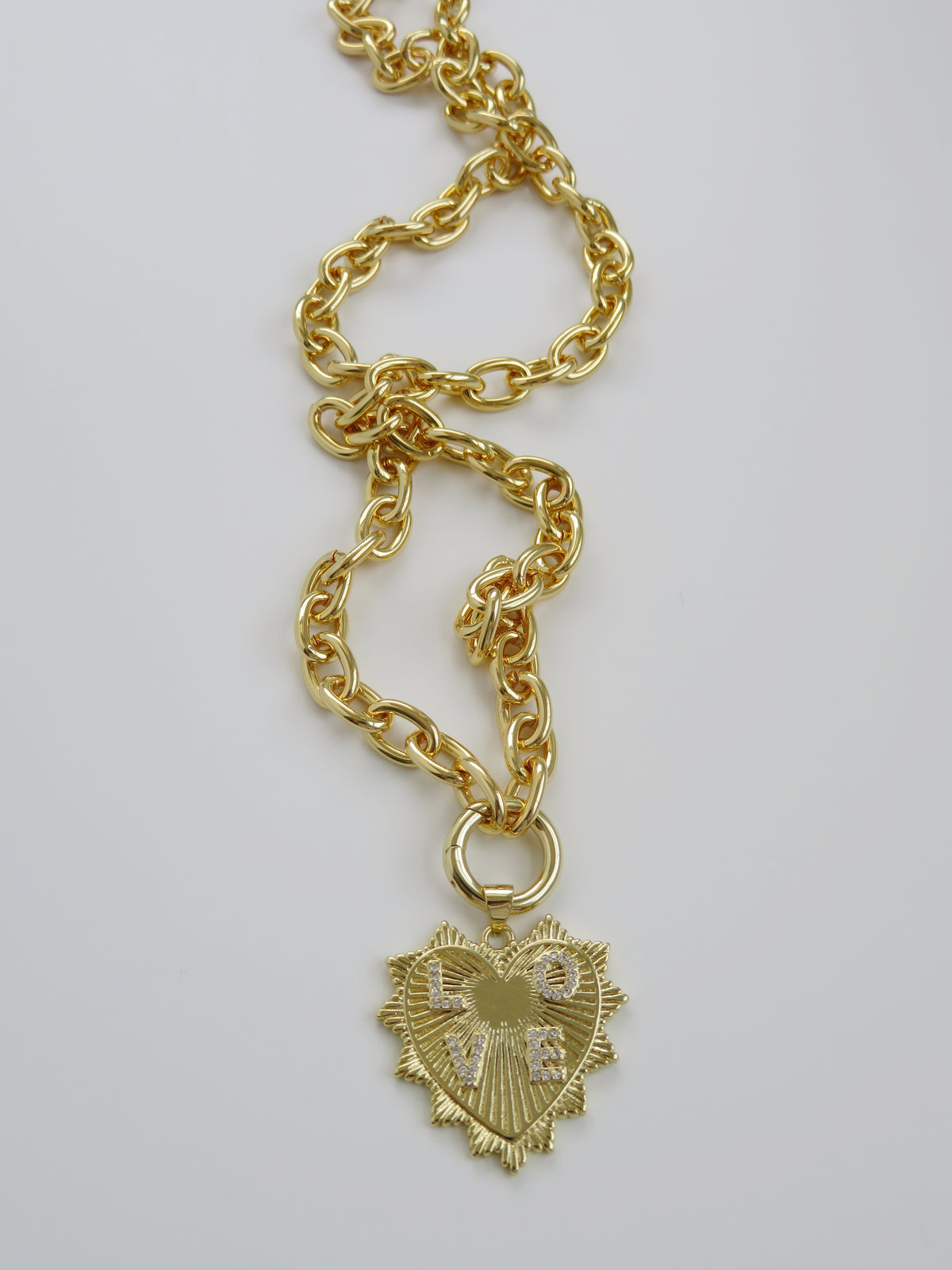LOVE Heart Cable Necklace - 18k Gold Plated