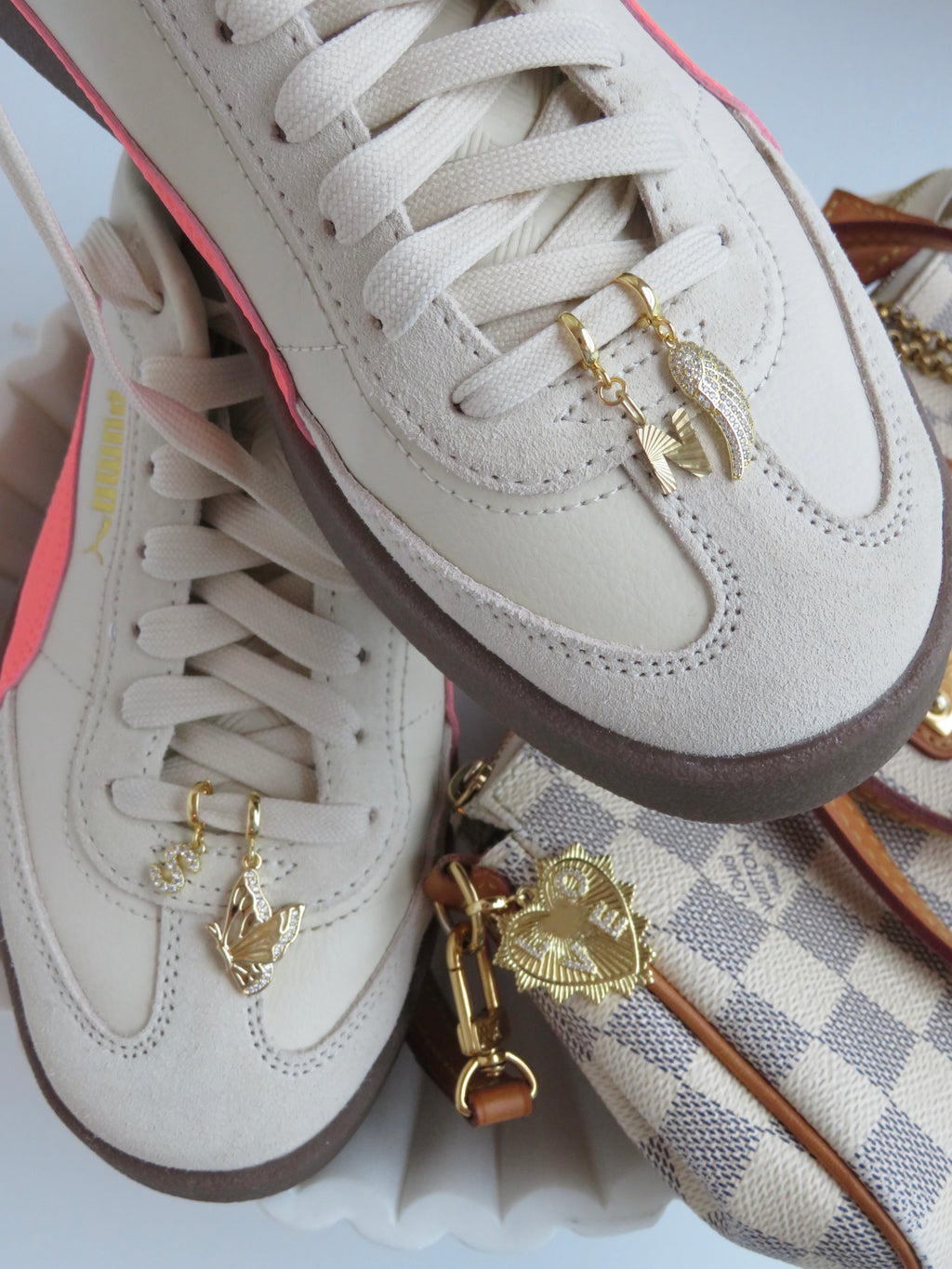 Diamond Initial Charms with Hinged Clasp