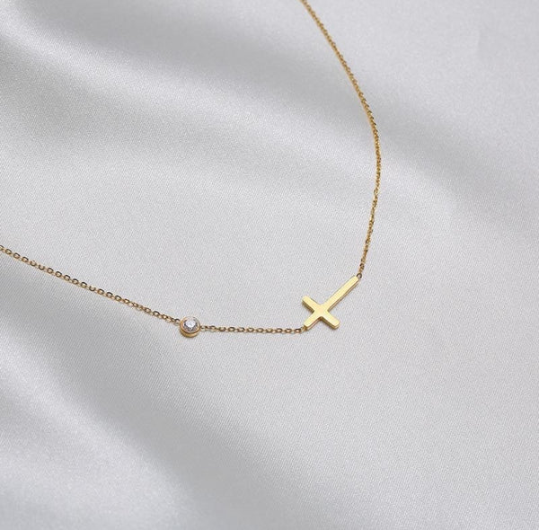 Divine Cross Necklace with Diamond