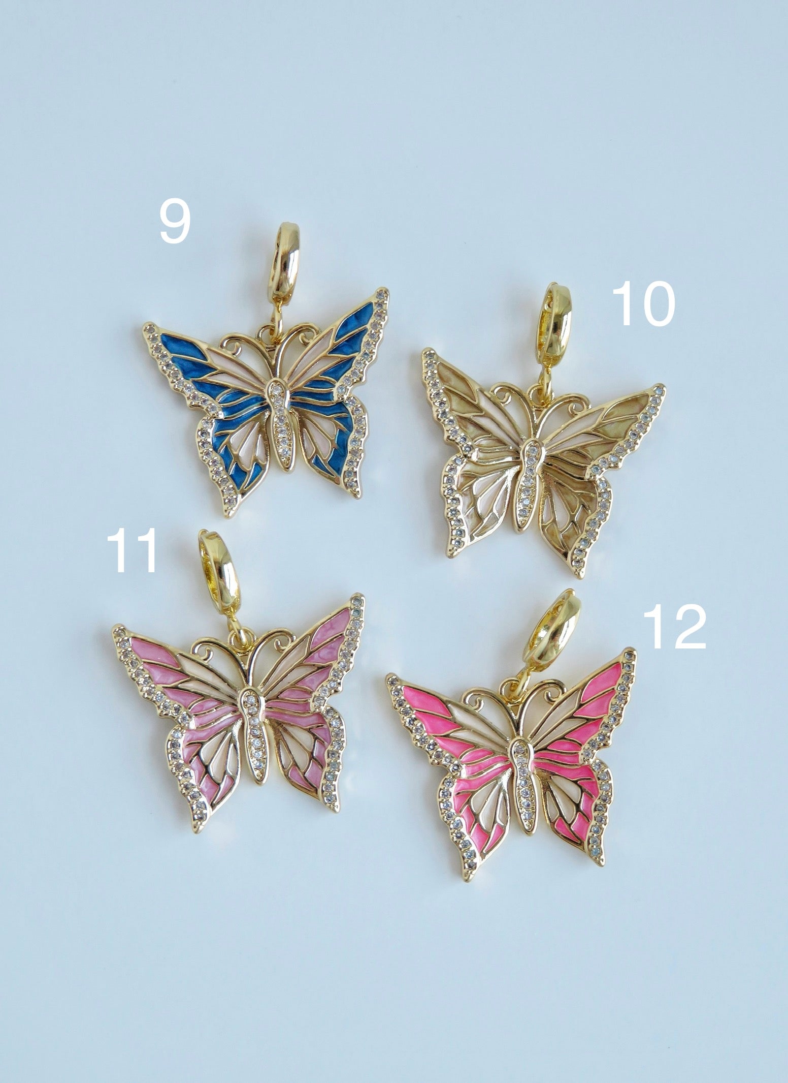 Free Spirit - Enamel Butterfly Charms with Hinged Clasp