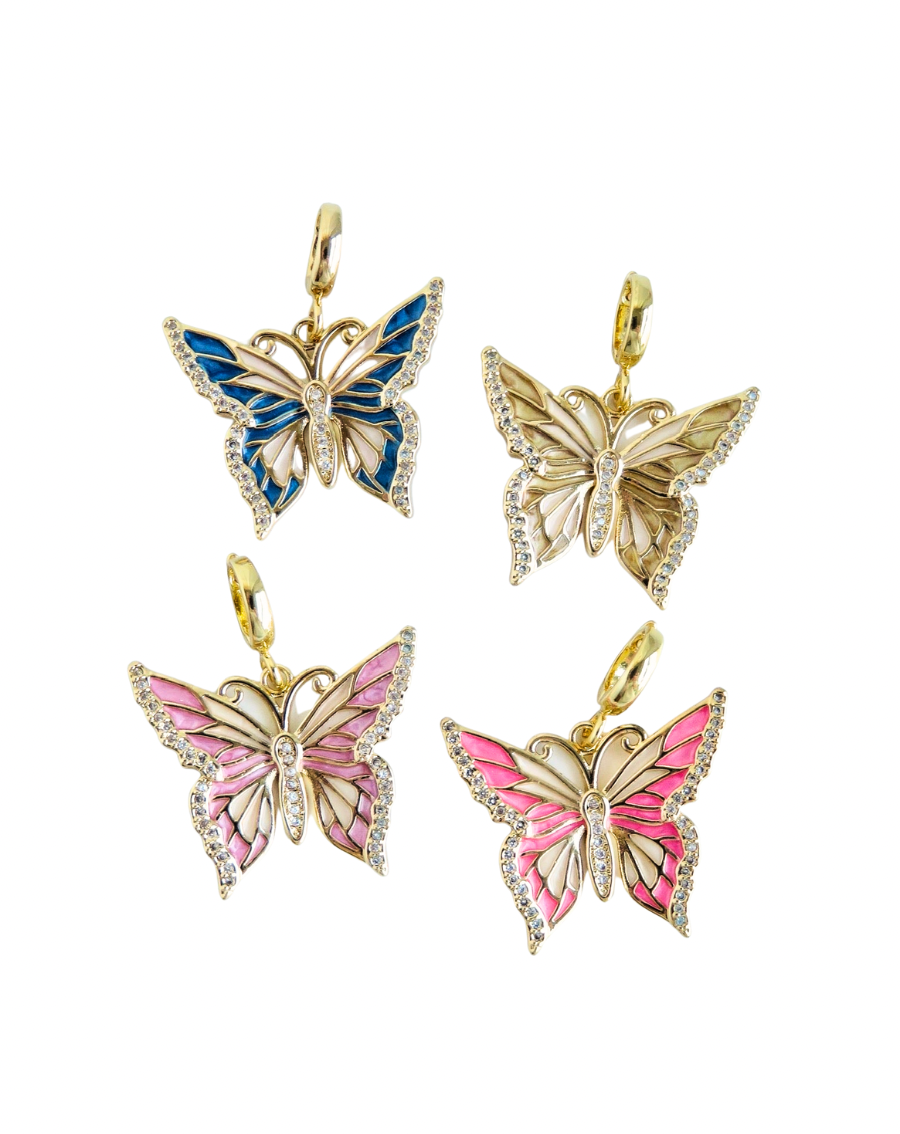 Free Spirit - Enamel Butterfly Charms with Hinged Clasp