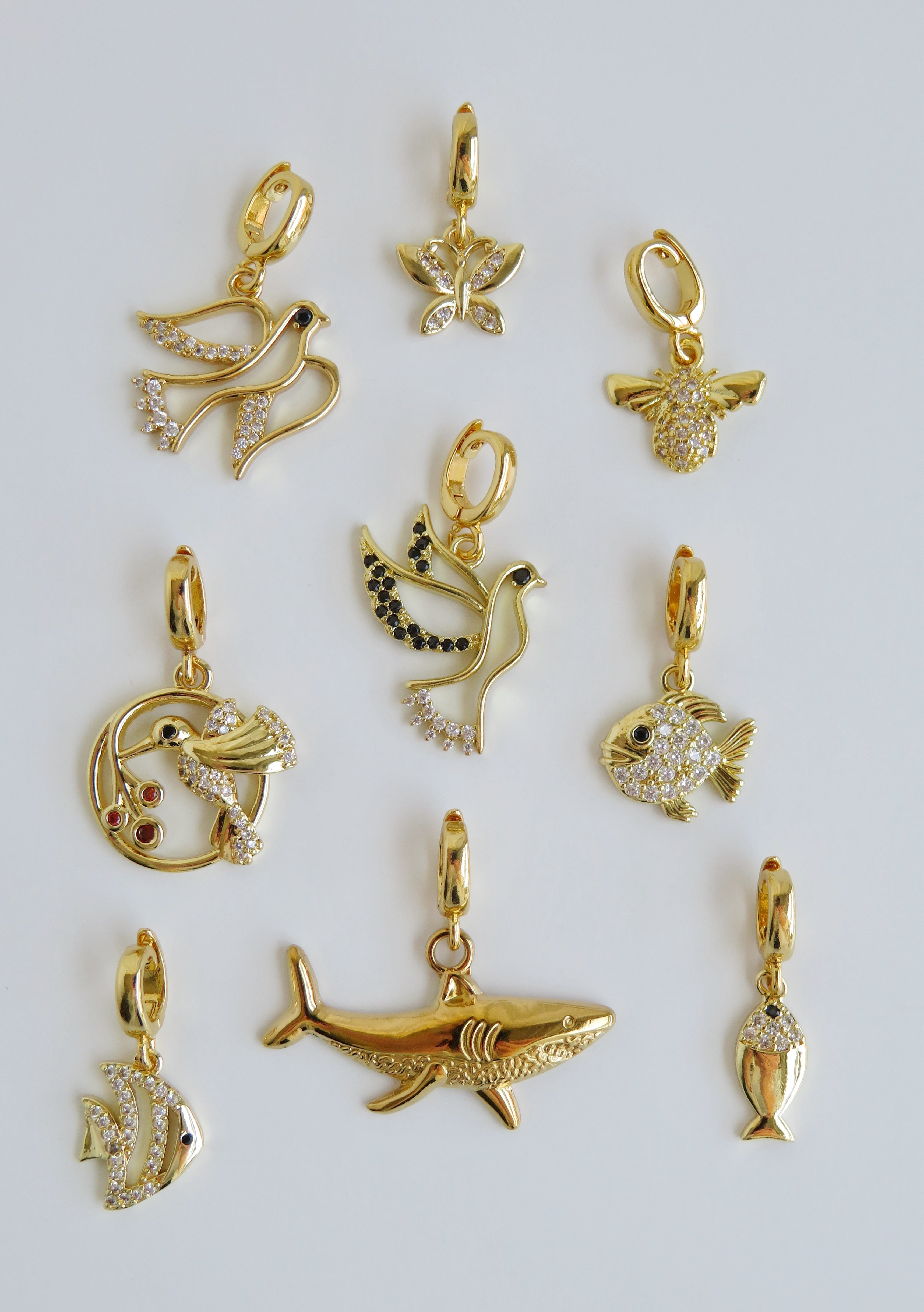 Birds, Fish, Bee & Butterfly Charms with Hinged Clasp