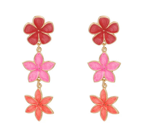 Flower Dangler Earrings - Pink