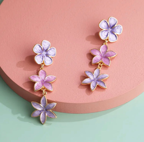 Flower Dangler Earrings - Lavender