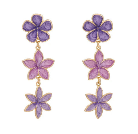 Flower Dangler Earrings - Lavender