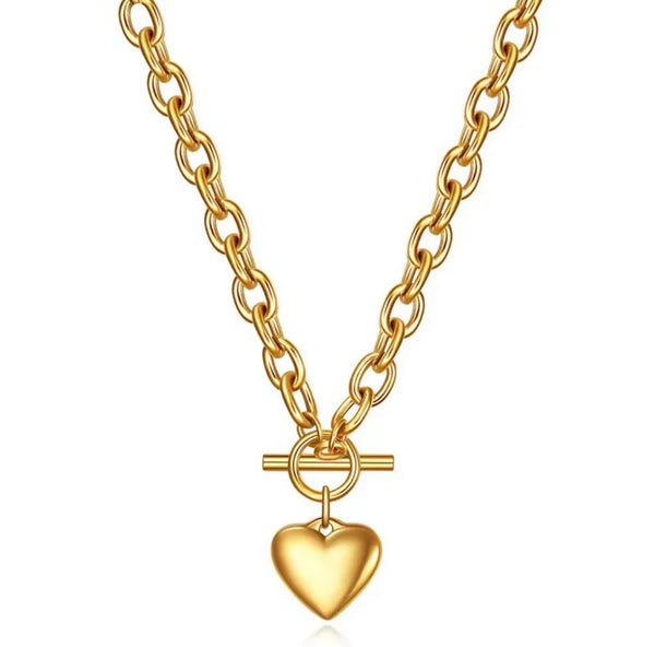 Puffed Heart Necklace. Bracelet & Earring Set