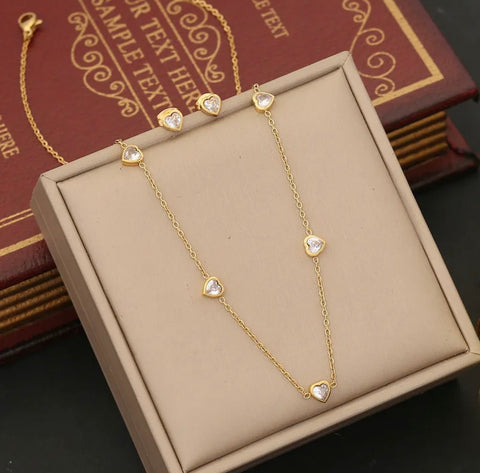 Dainty Diamond Necklace - Bracelet - Earrings