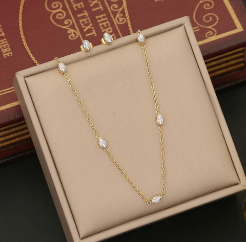 Dainty Diamond Necklace - Bracelet - Earrings