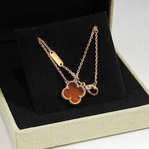 Tigers Eye Clover Necklace