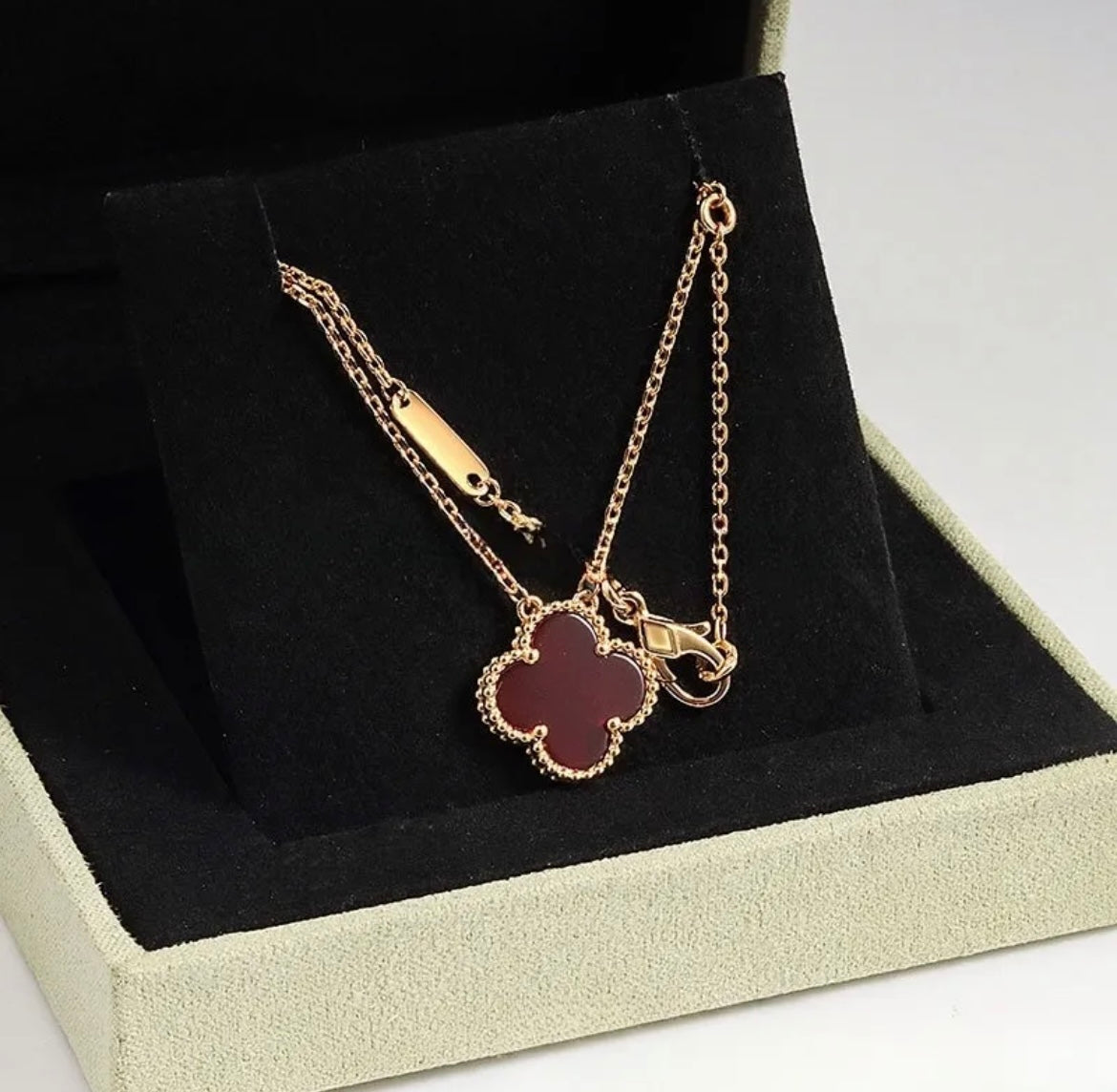 Burgundy Clover Necklace