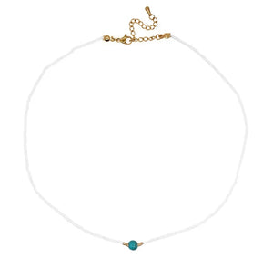 Boho Beaded Turquoise Ball Necklace