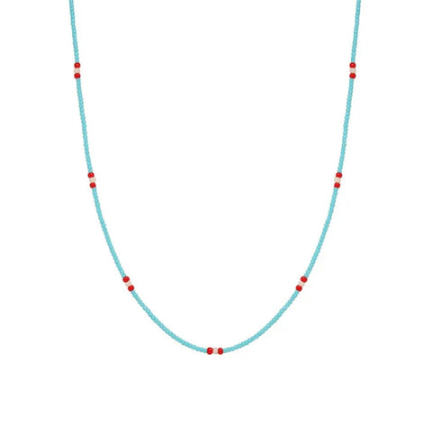Beaded Boho Turquoise Necklace