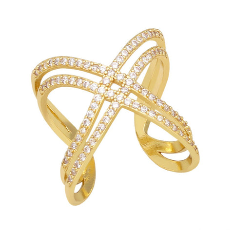 Double Cross Diamond Ring