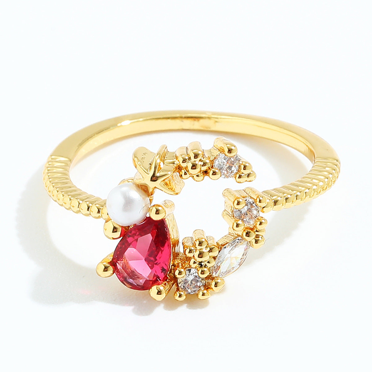 Pink Solitaire Diamond Cluster Ring