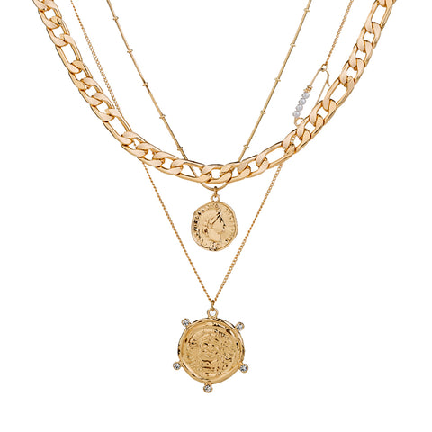 Layered Diamond Coin Necklace