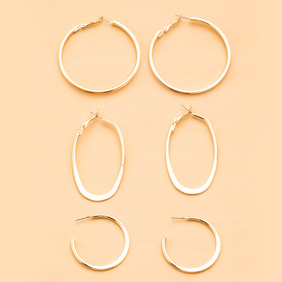 Gold Hoop Earrings - Set of 3