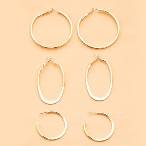 Gold Hoop Earrings - Set of 3