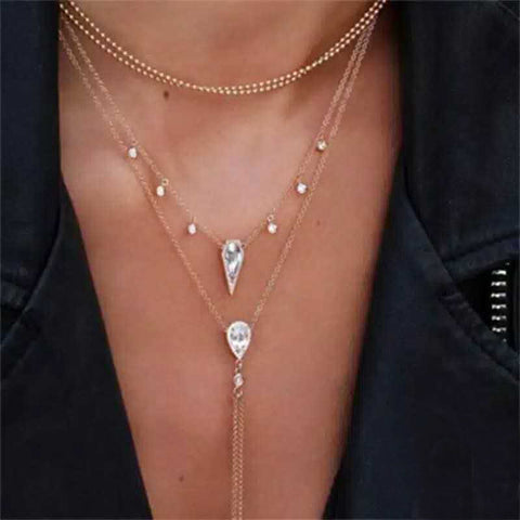 Dainty Diamond Layered Drop Necklace