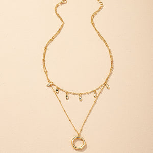 Dainty Layered Drop Pendant Necklace