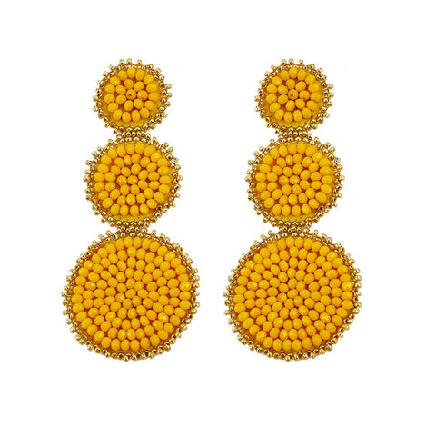 Boho Beaded Chandelier Earrings - Yellow
