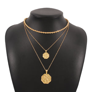 Triple Layered Coin Necklace