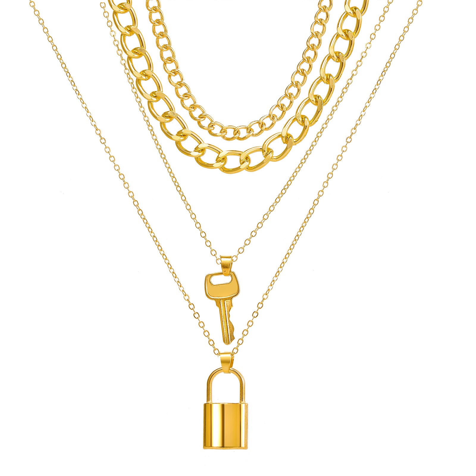 Layered Lock & Key Necklace