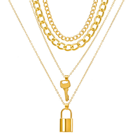 Layered Lock & Key Necklace