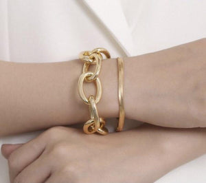 herringbone chain and chunky chain bracelet